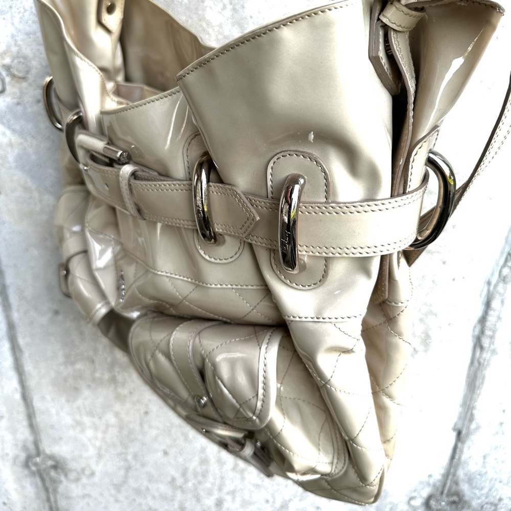 Burberry Bag Quilted Beacon Large Tote Patent Leather Satchel - Beige - Picture 7 of 7